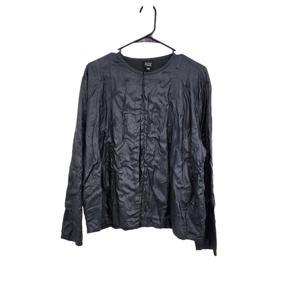 Eileen Fisher Women's 100% Silk Pleated Hook & Eye Front Jacket - M - Picture 1 of 7